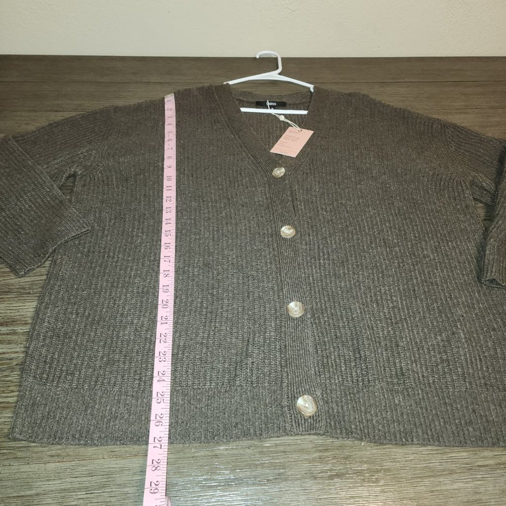 Quince Mongolian Cashmere Oversized Boyfriend Cardigan Sweater NWT Brown Med - Picture 2 of 8